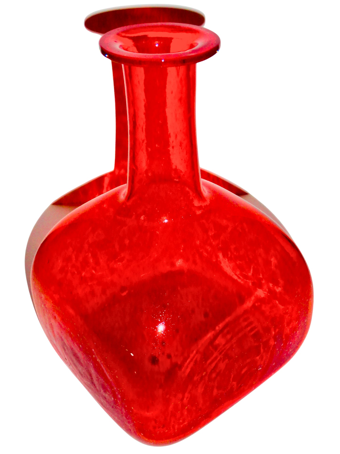 Genérico, Florero, Rojo, Vidrio Soplado, México - S XX, 17.5 cm ancho x 17.5 cm fondo x 26.9 cm alto, 466 gr.