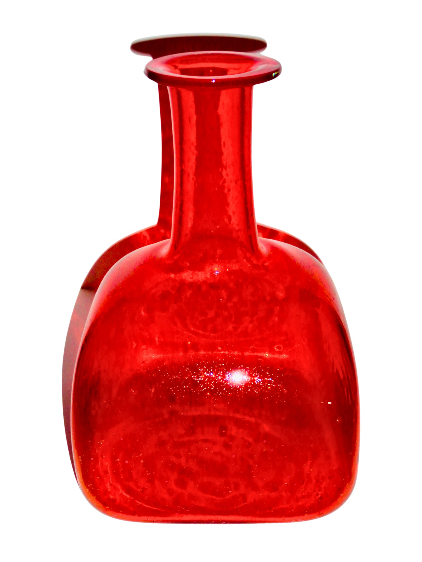 Genérico, Florero, Rojo, Vidrio Soplado, México - S XX, 17.5 cm ancho x 17.5 cm fondo x 26.9 cm alto, 466 gr.