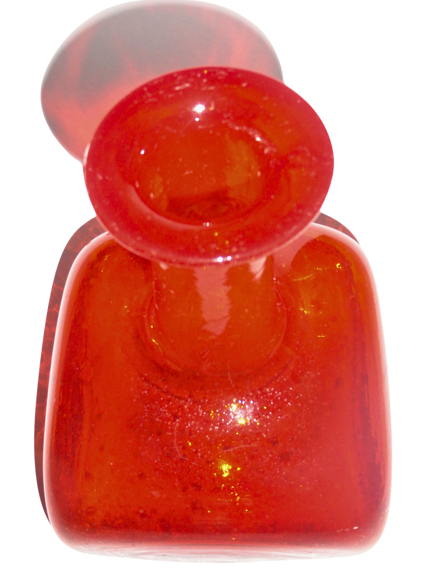 Genérico, Florero, Rojo, Vidrio Soplado, México - S XX, 17.5 cm ancho x 17.5 cm fondo x 26.9 cm alto, 466 gr.