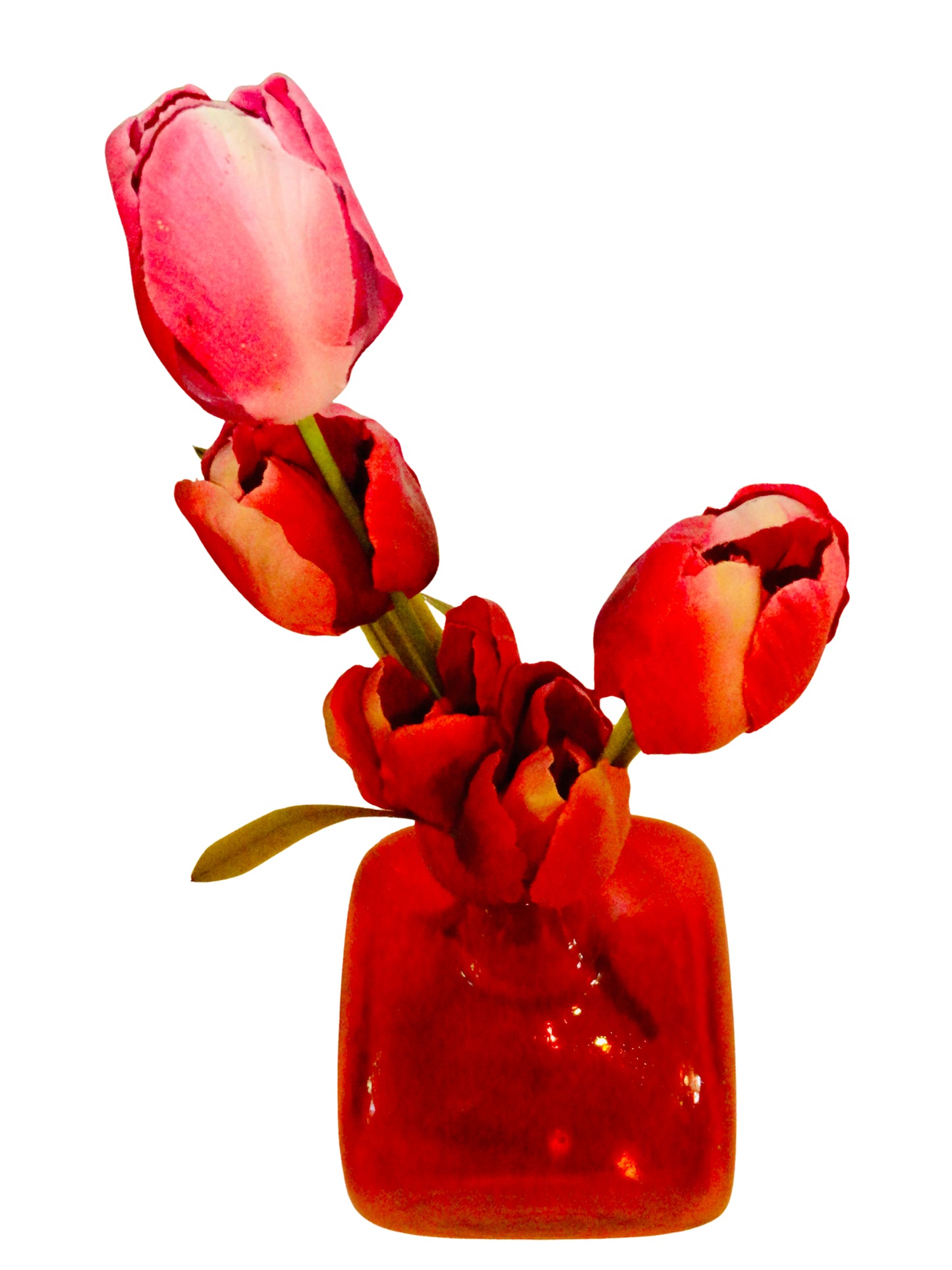 Genérico, Florero, Rojo, Vidrio Soplado, México - S XX, 17.5 cm ancho x 17.5 cm fondo x 26.9 cm alto, 466 gr.