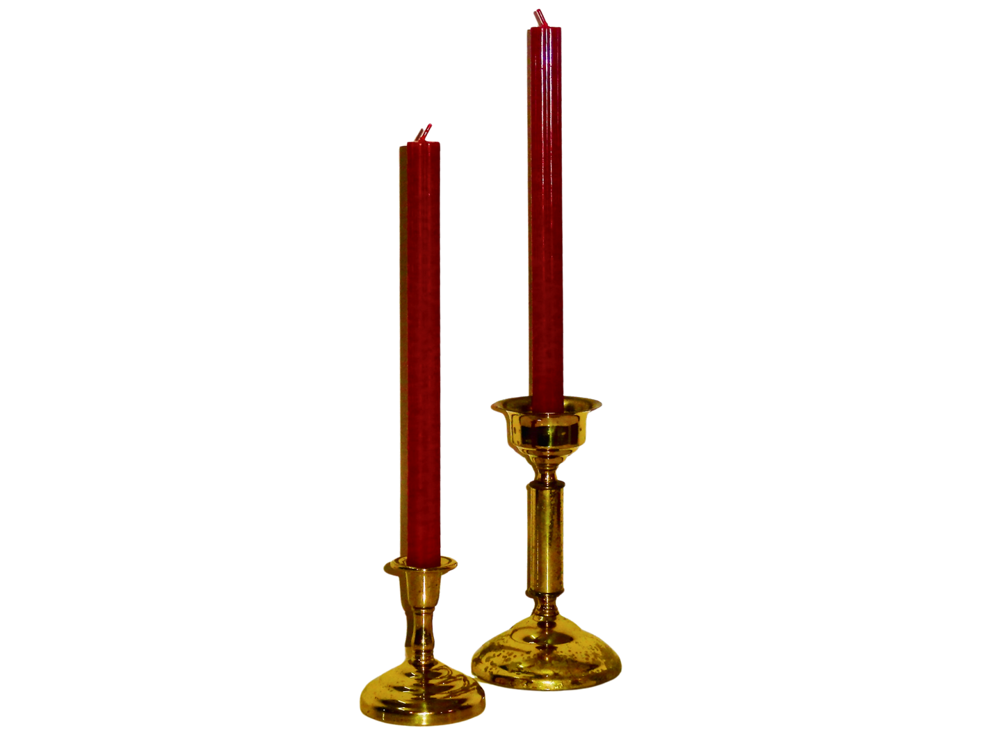 Generico, Set Candelabros, Dorado, Laton, S XX, Mediano y Pequeño, 600 gr.