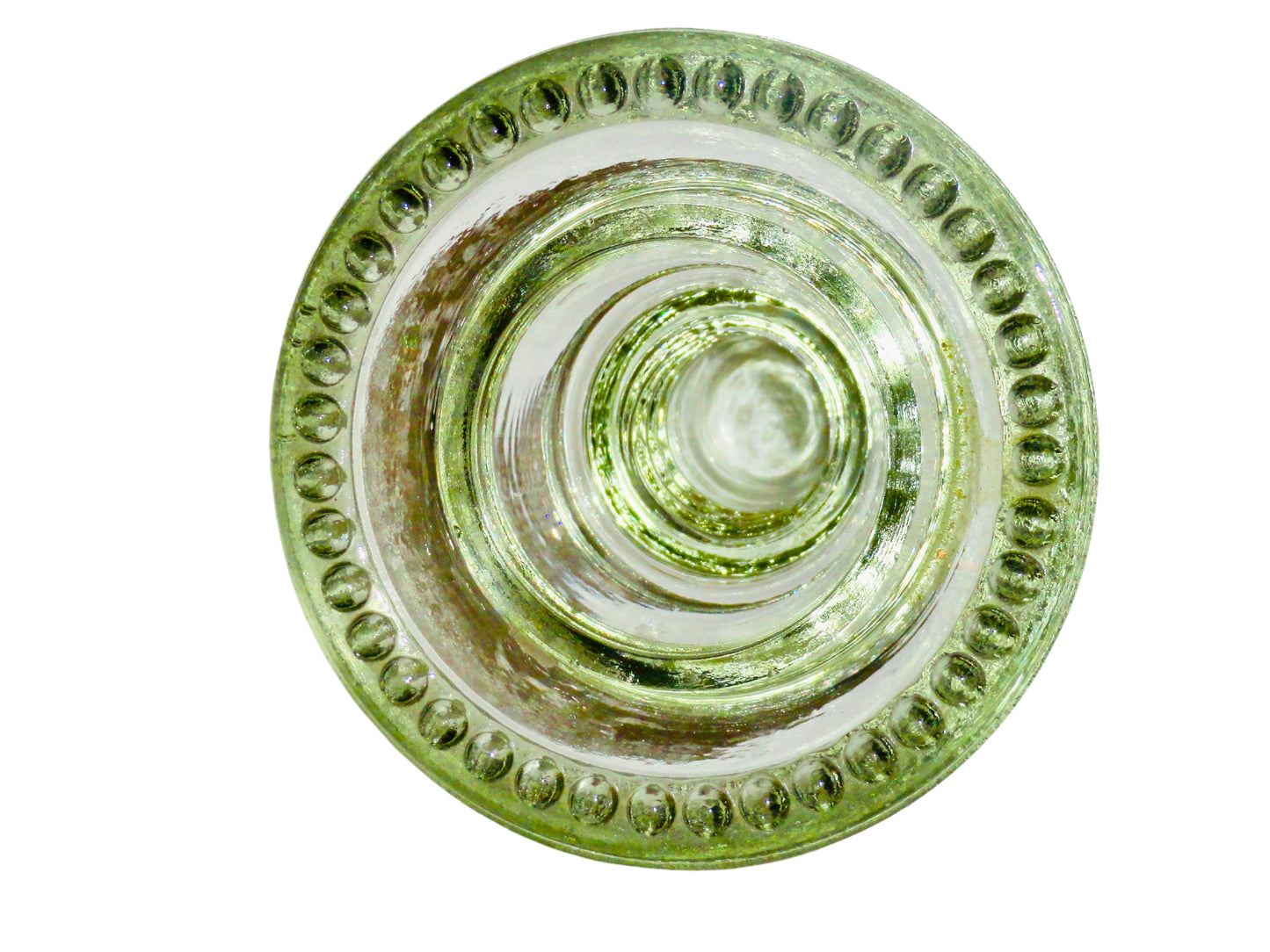 Genérico, Portavelas, Verde Claro, Vidrio, USA - S XX, 9.4 cm diámetro x 12 cm altura, 816.46 gr.