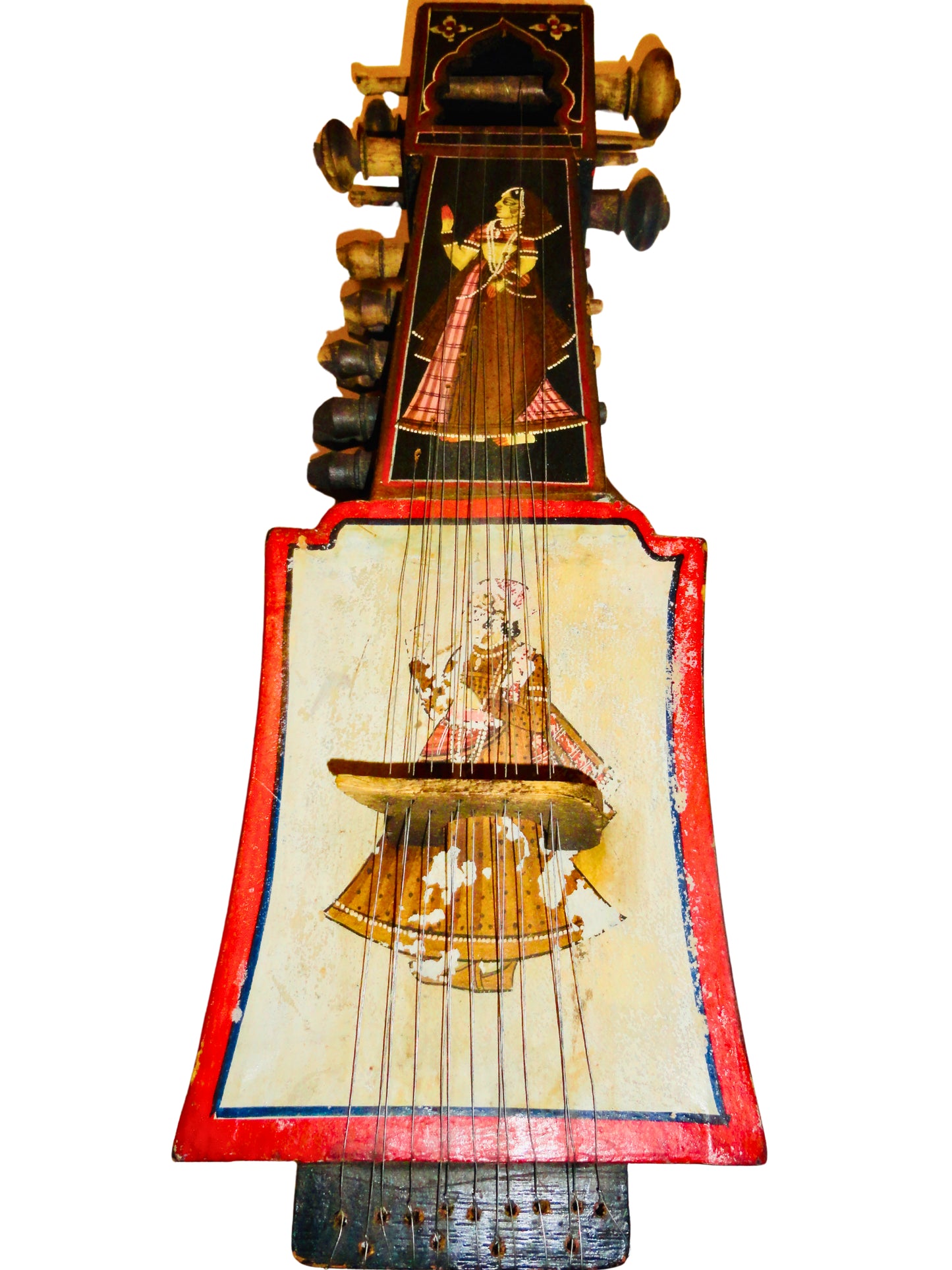 Sarangi, Instrumento, Marrón y Amarillo, Madera y Piel, India S XX, Medidas: 42.5 cm largo x 13.4 cm ancho x 9.5 cm altura. Peso: 600 gr.