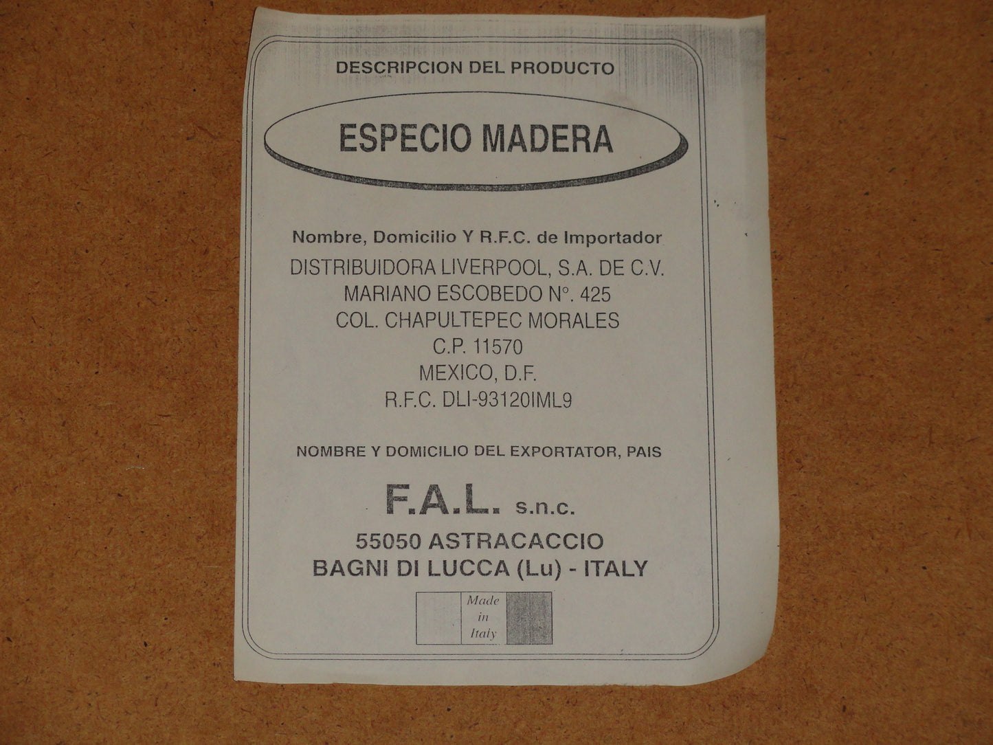 Astracaccio Bagni di Lucca, Espejo Decorativo Pared, Marrón, Espejo y Madera, Italia - S XX, 56.5 cm de ancho x 4.5 cm profundidad x 76.5 cm alto. Peso: 6 kg.
