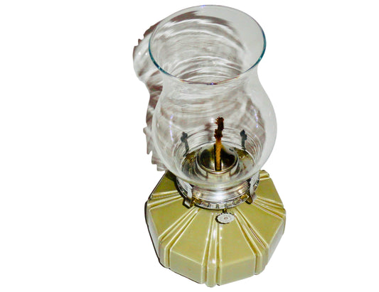 Lamplight Farms, Quinqué, Gris y Plata, Vidrio y Metal, USA - MCM, 13.00 cm diámetro x 28.00 cm de alto, 900 gr.