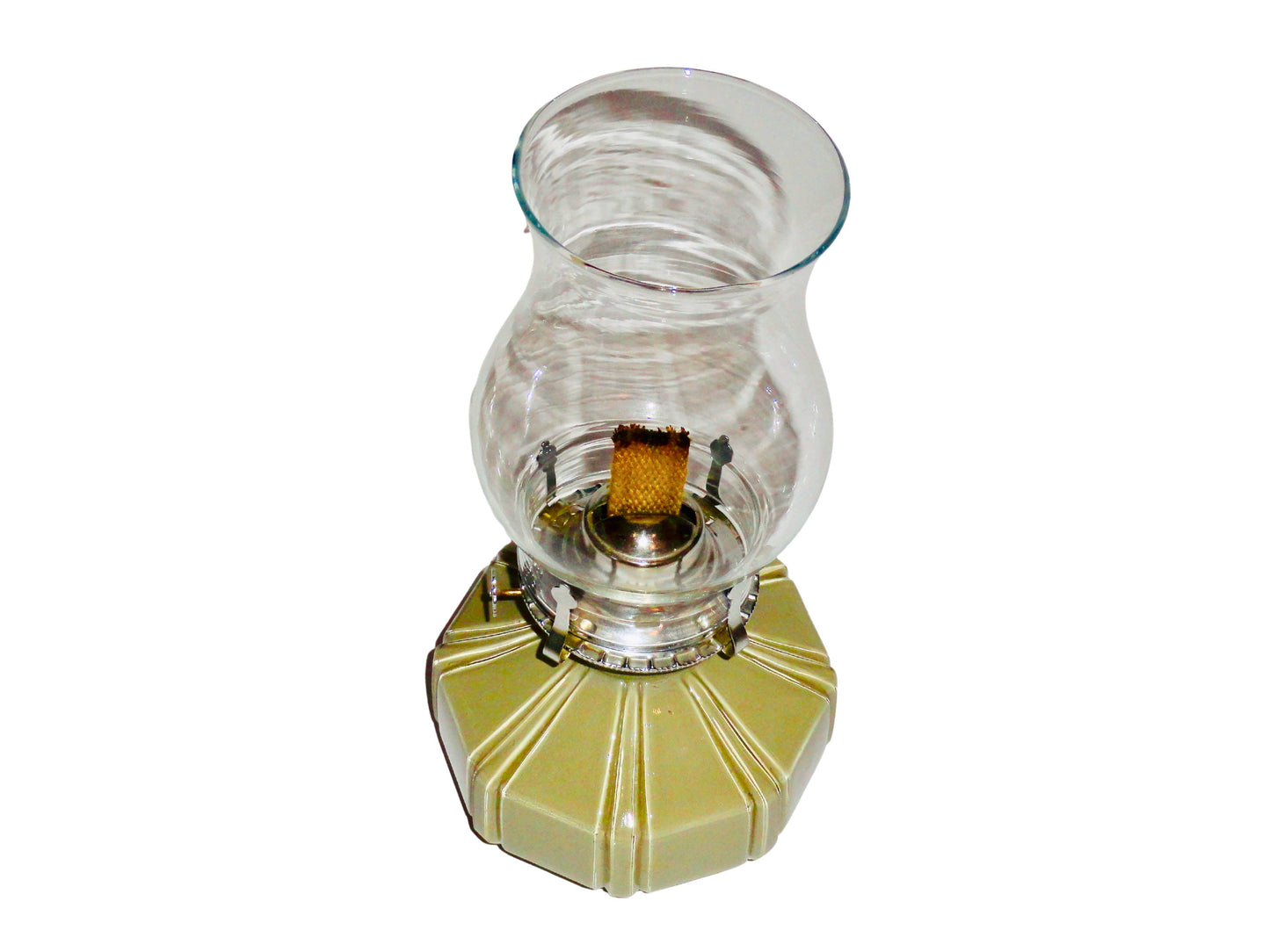 Lamplight Farms, Quinqué, Gris y Plata, Vidrio y Metal, USA - MCM, 13.00 cm diámetro x 28.00 cm de alto, 900 gr.
