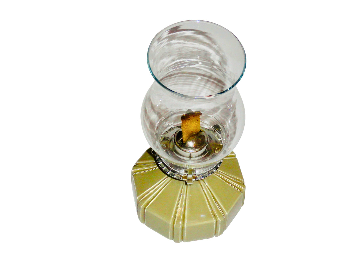 Lamplight Farms, Quinqué, Gris y Plata, Vidrio y Metal, USA - MCM, 13.00 cm diámetro x 28.00 cm de alto, 900 gr.