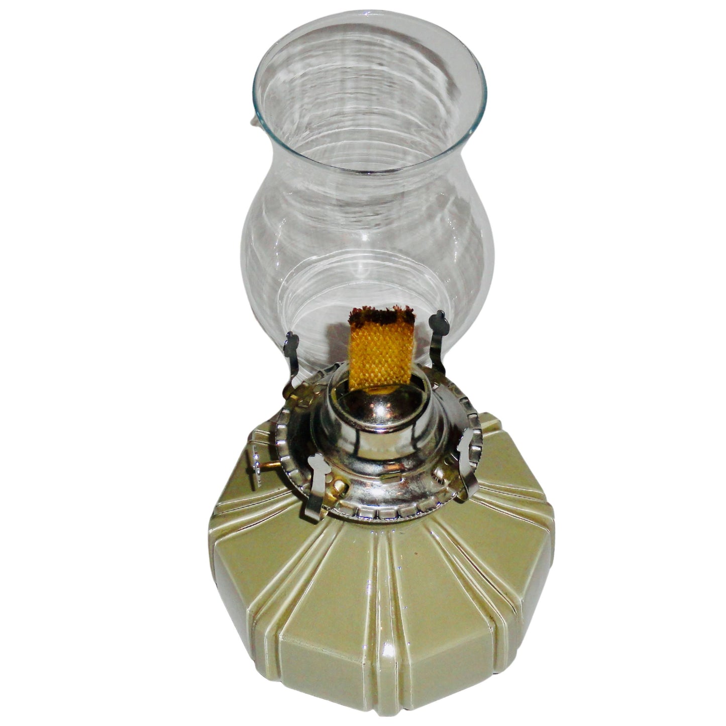 Lamplight Farms, Quinqué, Gris y Plata, Vidrio y Metal, USA - MCM, 13.00 cm diámetro x 28.00 cm de alto, 900 gr.