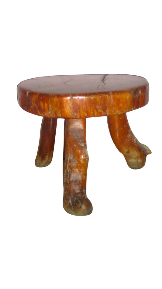 Taburete Brutalista Vintage, Madera Maciza Color Nogal, Estilo Mid-Century, 37 cm x 30.5 cm, 5 kg