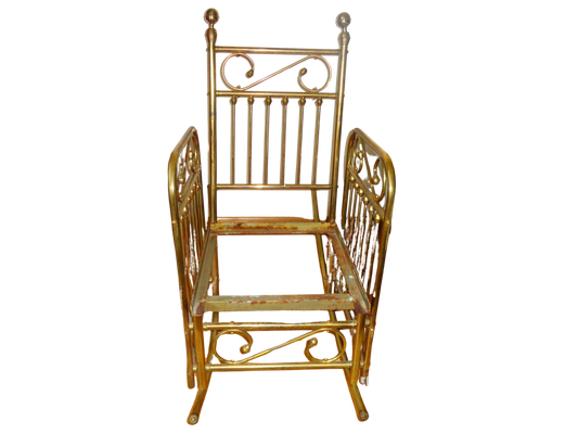 Mecedora Clásica de Latón, Estilo Vintage, 53.7 cm x 107 cm x 98.5 cm, Acabado Dorado, Diseño Ornamentado, Sistema Desmontable
