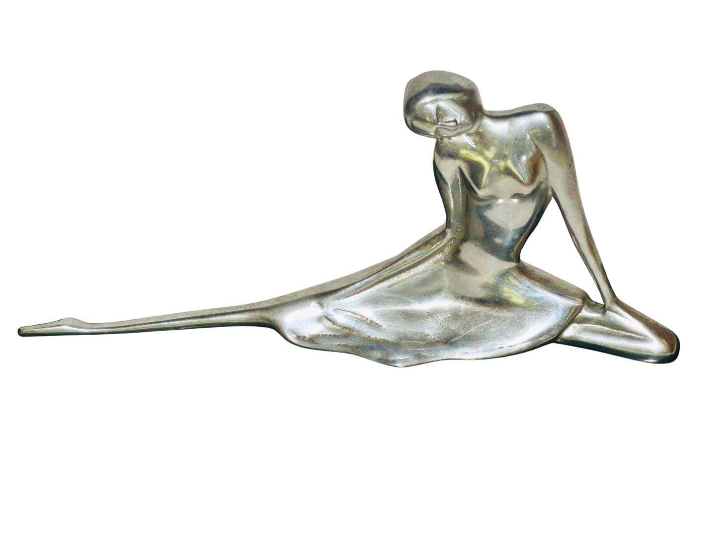 PUUC México, Escultura Bailarina, Plateado y Negro, Plata y Marmol, Mexico - S XX, 46 cm largo x 12 cm ancho x 19 cm alto, 12 - 15 kg.