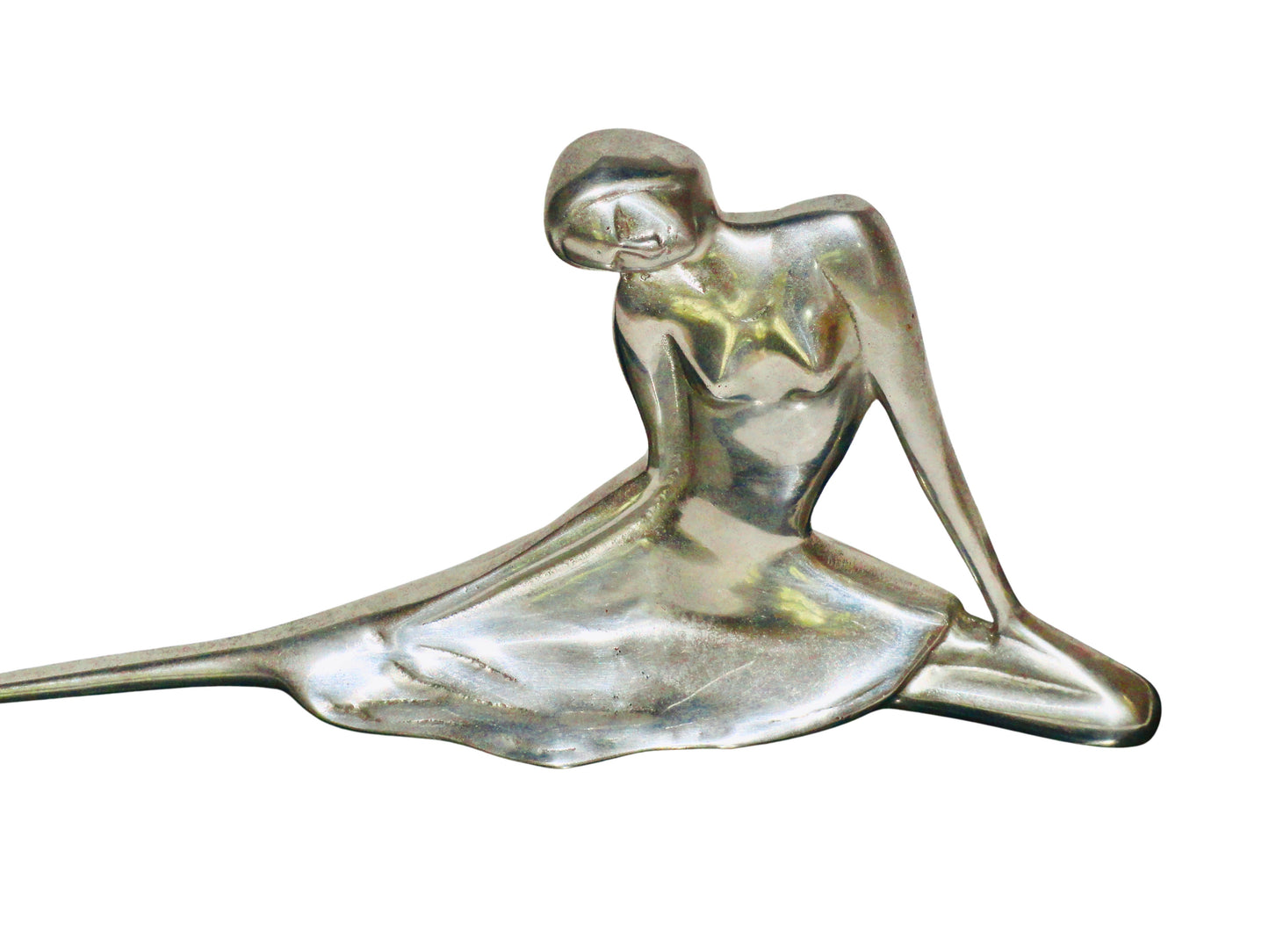 PUUC México, Escultura Bailarina, Plateado y Negro, Plata y Marmol, Mexico - S XX, 46 cm largo x 12 cm ancho x 19 cm alto, 12 - 15 kg.