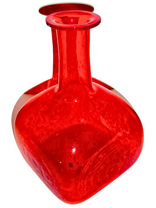 Genérico, Florero, Rojo, Vidrio Soplado, México - S XX, 17.5 cm ancho  x  17.5 cm fondo x 26.9 cm alto, 466 gr.