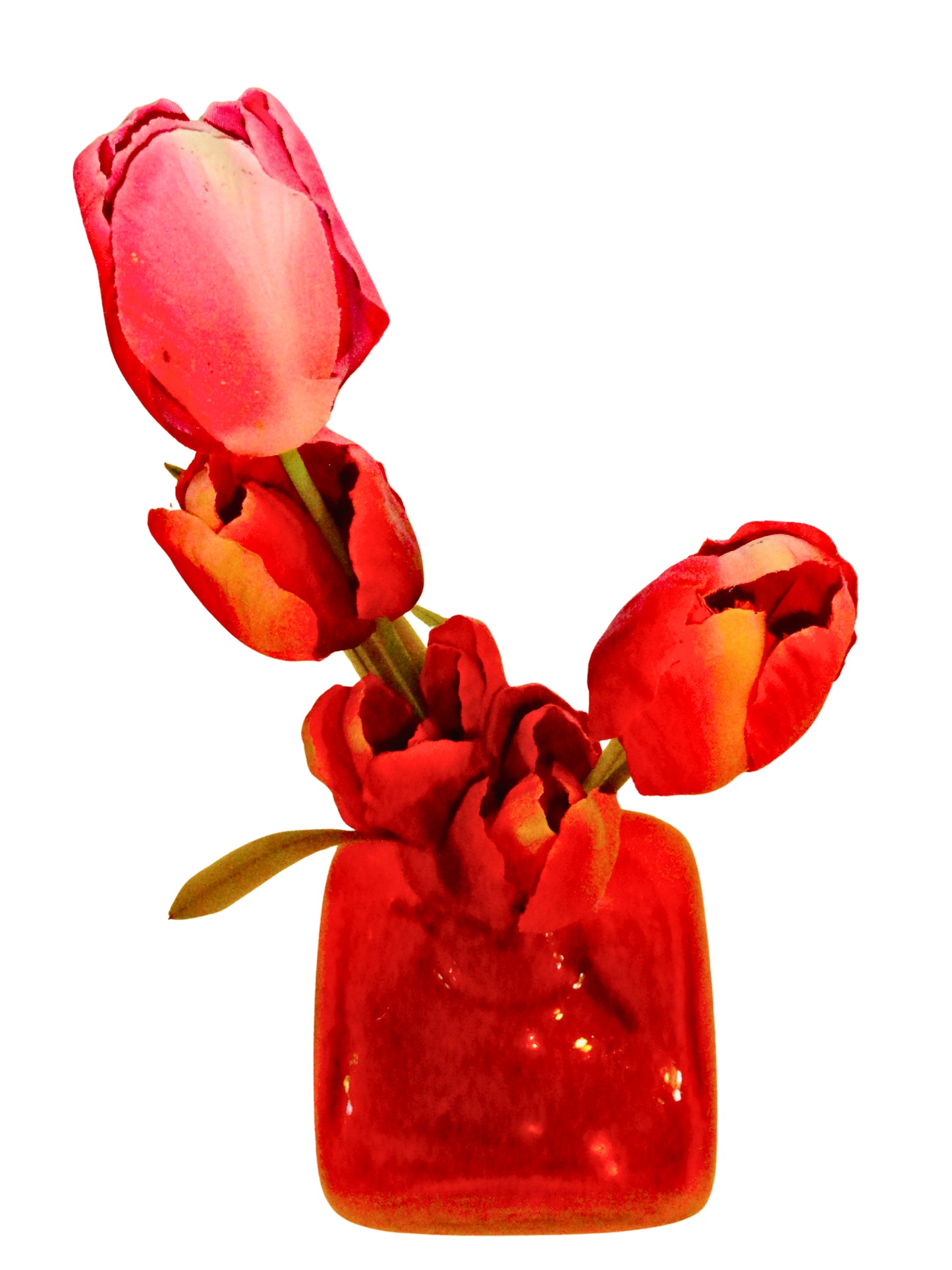 Genérico, Florero, Rojo, Vidrio Soplado, México - S XX, 17.5 cm ancho  x  17.5 cm fondo x 26.9 cm alto, 466 gr.