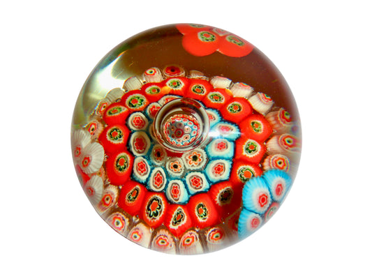 Murano, Pisapapeles Vintage, Azul, Naranja y Blanco , Vidrio Soplado, Murano - Venecia - Italia - MCM, 7.5 cm alto x  9 cm ancho, 635 gr