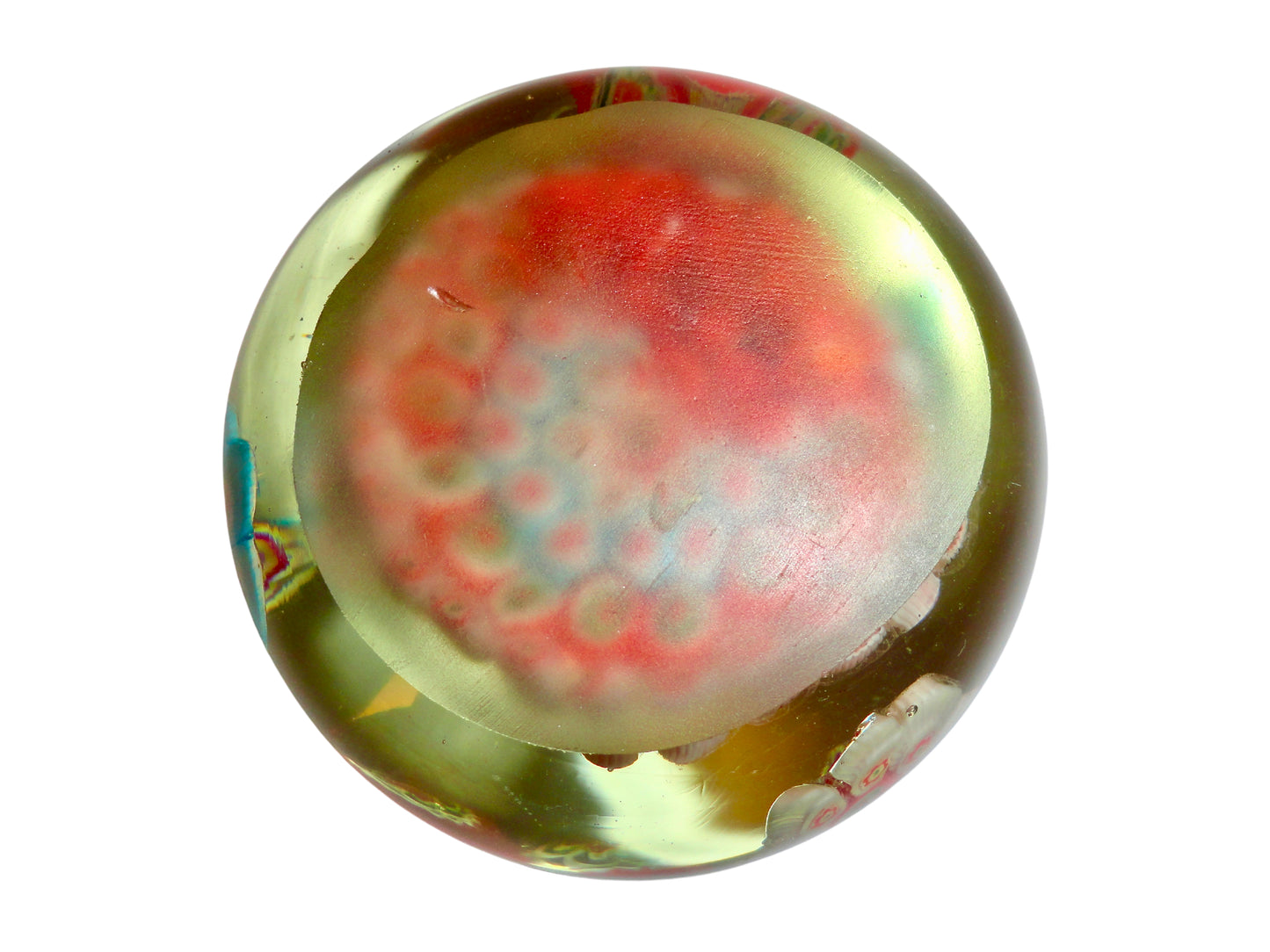 Murano, Pisapapeles Vintage, Azul, Naranja y Blanco , Vidrio Soplado, Murano - Venecia - Italia - MCM, 7.5 cm alto x  9 cm ancho, 635 gr