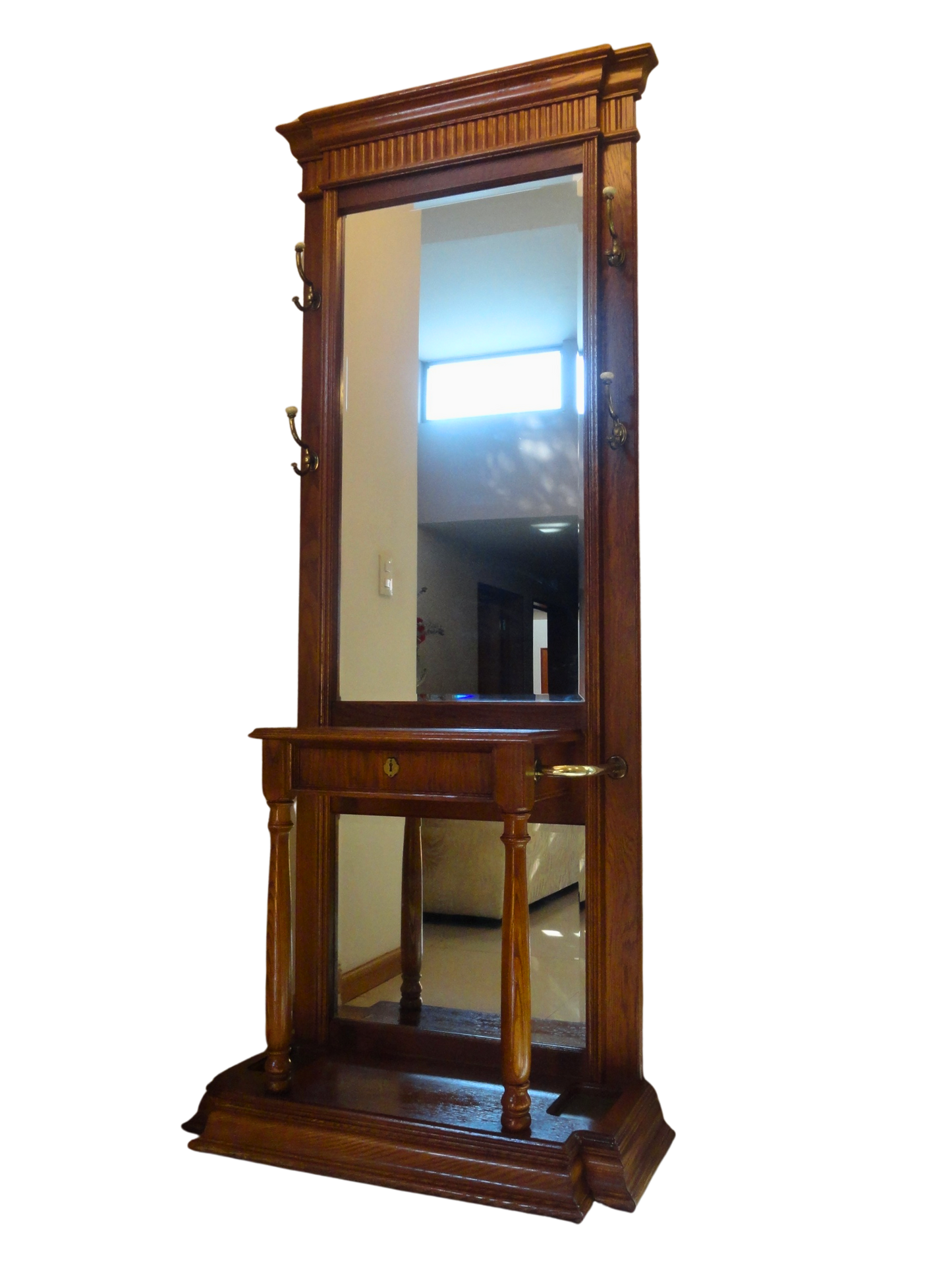 Pulaski Furniture Corporation, Hall Tree, Cafe, Caoba, USA - S XX, 182 cm ancho x 110 cm profundidad x 45 cm alto, 175 kg.