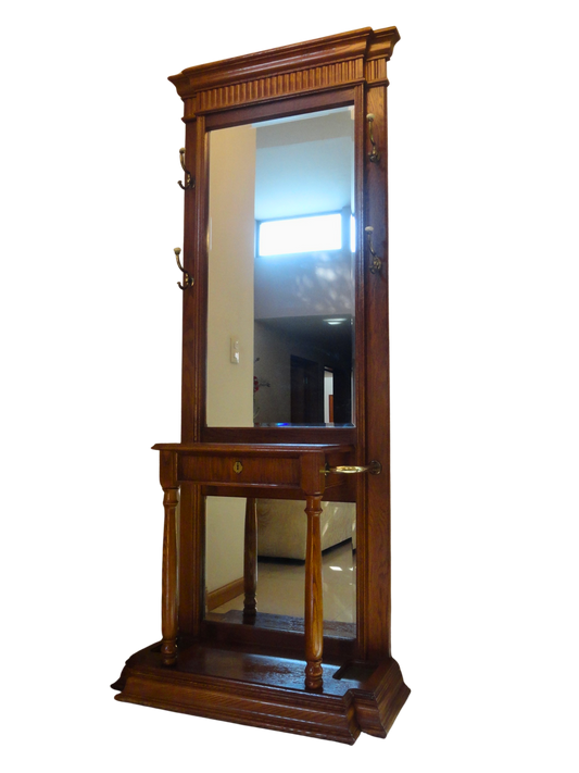 Pulaski Furniture Corporation, Hall Tree, Cafe, Caoba, USA - S XX, 182 cm ancho x 110 cm profundidad x 45 cm alto, 175 kg.