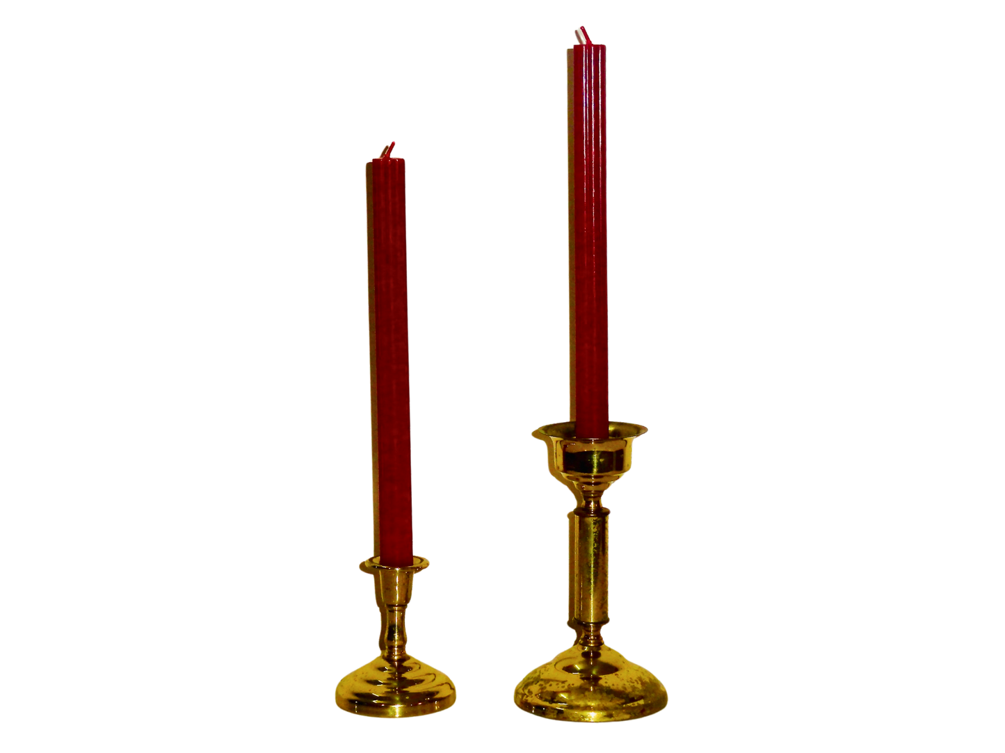 Generico, Set Candelabros, Dorado, Laton, S XX, Mediano y Pequeño, 600 gr.