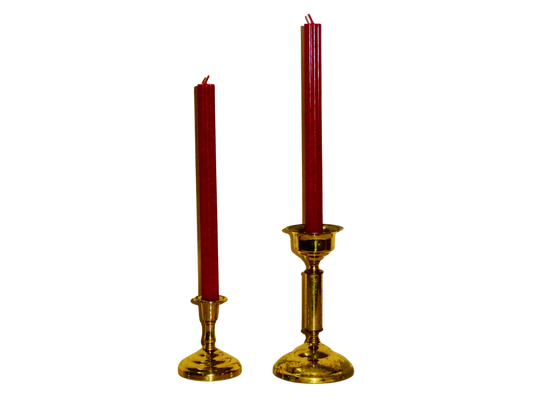 Generico, Set Candelabros, Dorado, Laton, S XX, Mediano y Pequeño, 600 gr.