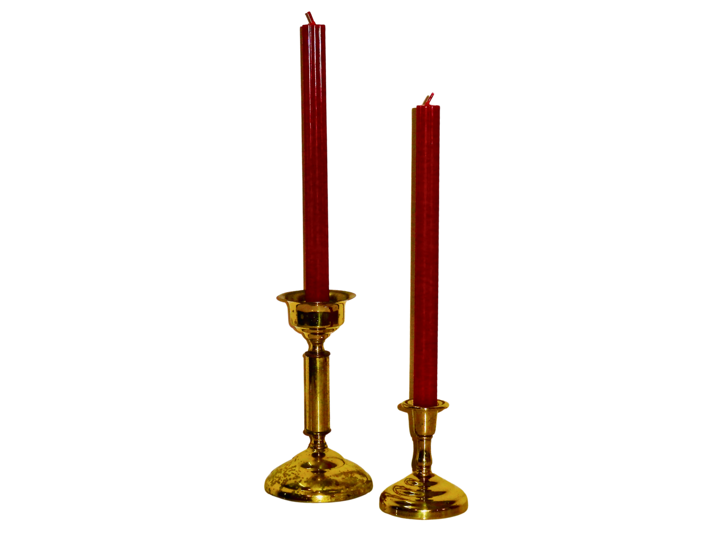 Generico, Set Candelabros, Dorado, Laton, S XX, Mediano y Pequeño, 600 gr.
