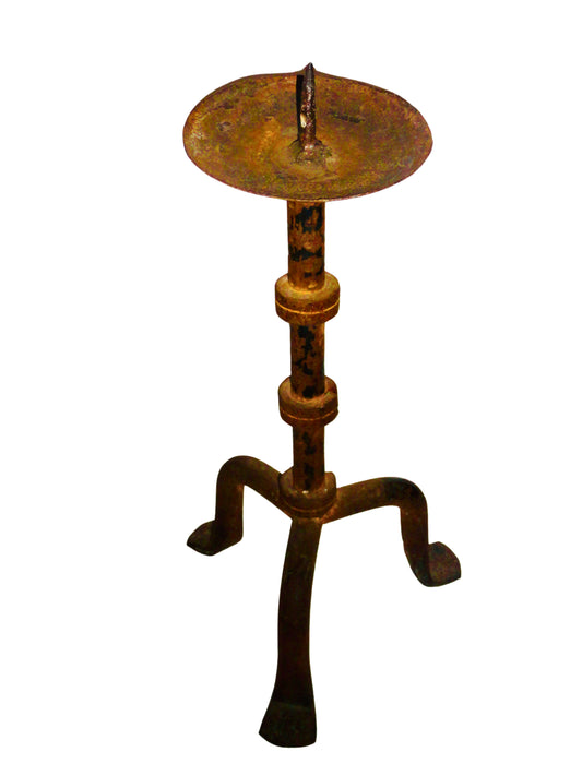 Genérico, Candelabro Portavelas, Marrón y Negro, Hierro Forjado, Mexico - S XX, 17 cm diámetro, 29.5 cm altura, 1.8 kg.