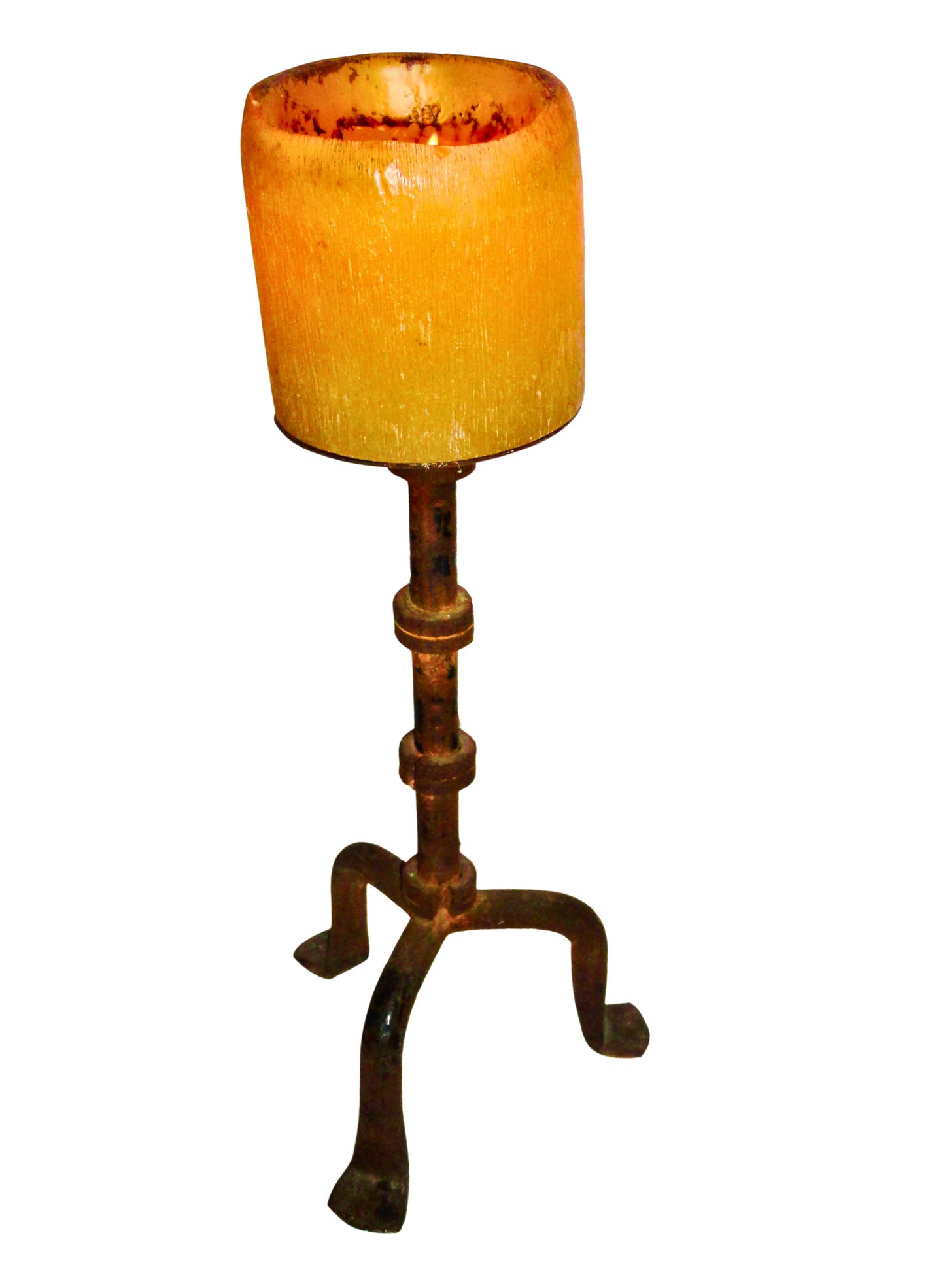 Genérico, Candelabro Portavelas, Marrón y Negro, Hierro Forjado, Mexico - S XX, 17 cm diámetro, 29.5 cm altura, 1.8 kg.