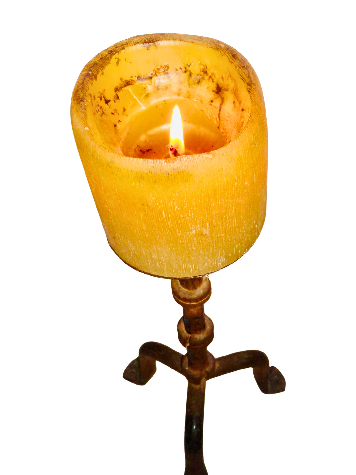 Genérico, Candelabro Portavelas, Marrón y Negro, Hierro Forjado, Mexico - S XX, 17 cm diámetro, 29.5 cm altura, 1.8 kg.