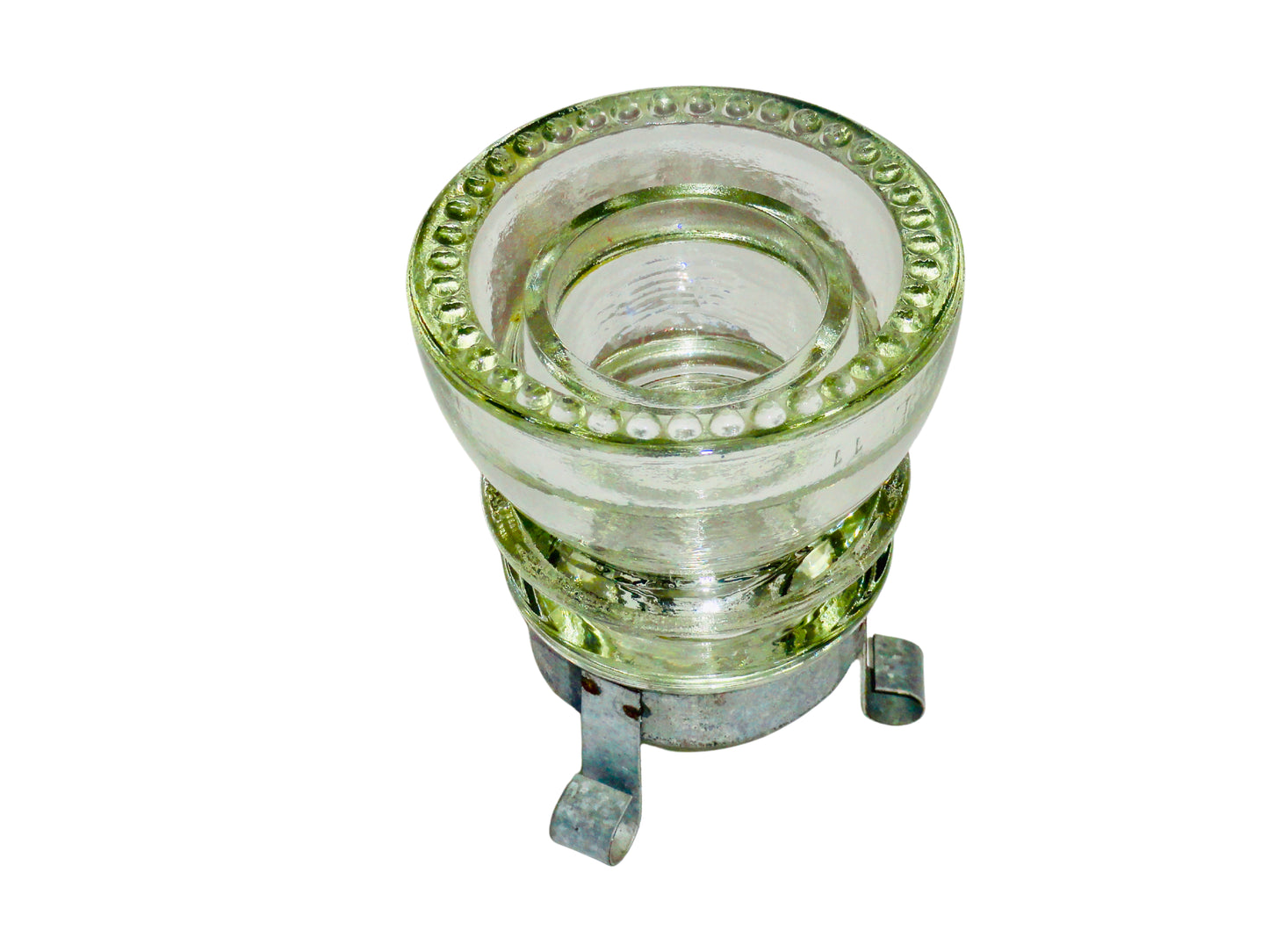 Genérico, Portavelas, Verde Claro, Vidrio, USA - S XX, 9.4 cm diámetro x 12 cm altura, 816.46 gr.