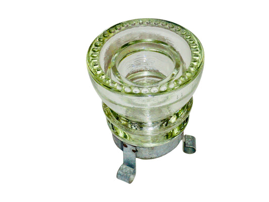 Genérico, Portavelas, Verde Claro, Vidrio, USA - S XX, 9.4 cm diámetro x 12 cm altura, 816.46 gr.