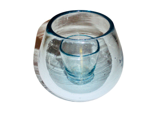 Genérico, Candelabro, Agua, Vidrio Soplado, México - S XX, 13 cm diámetro x 11.5 cm altura, 300 gr.