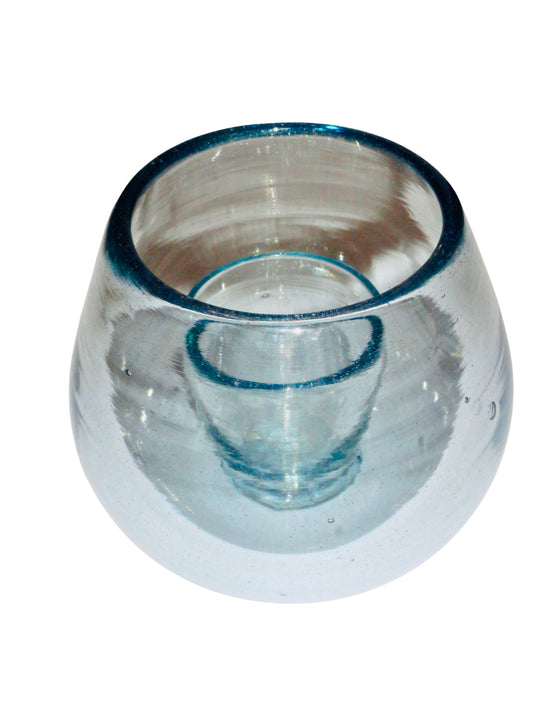 Genérico, Candelabro, Agua, Vidrio Soplado, México - S XX, 13 cm diámetro x 11.5 cm altura, 300 gr.