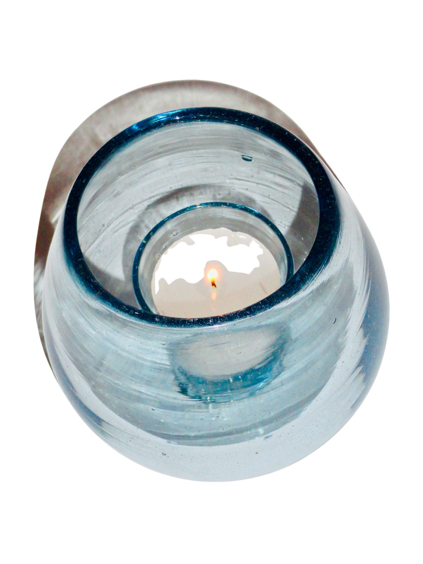 Genérico, Candelabro, Agua, Vidrio Soplado, México - S XX, 13 cm diámetro x 11.5 cm altura, 300 gr.