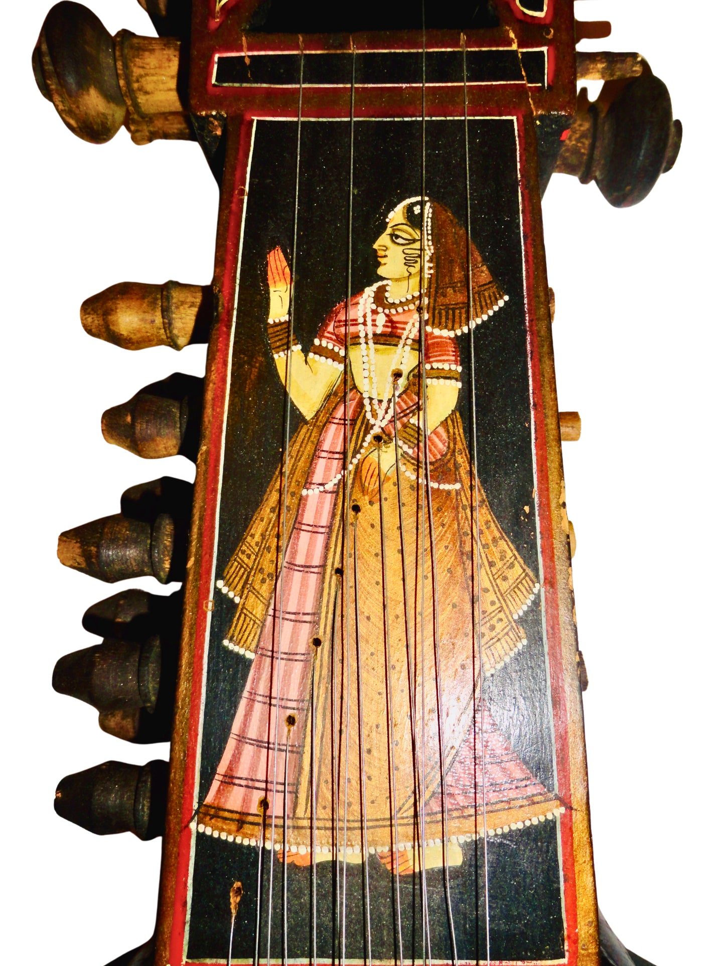 Sarangi, Instrumento, Marrón y Amarillo, Madera y Piel, India S XX, Medidas: 42.5 cm largo x 13.4 cm ancho x 9.5 cm altura. Peso: 600 gr.