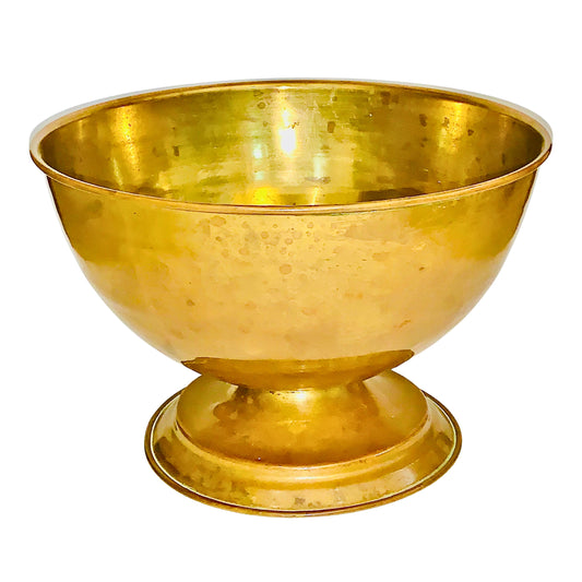 Generico, Cuenco Centro de Mesa, Dorado, Latón, S XX, 18 cm alto x 26.5 cm diámetro abertura. Peso: 450 gr.