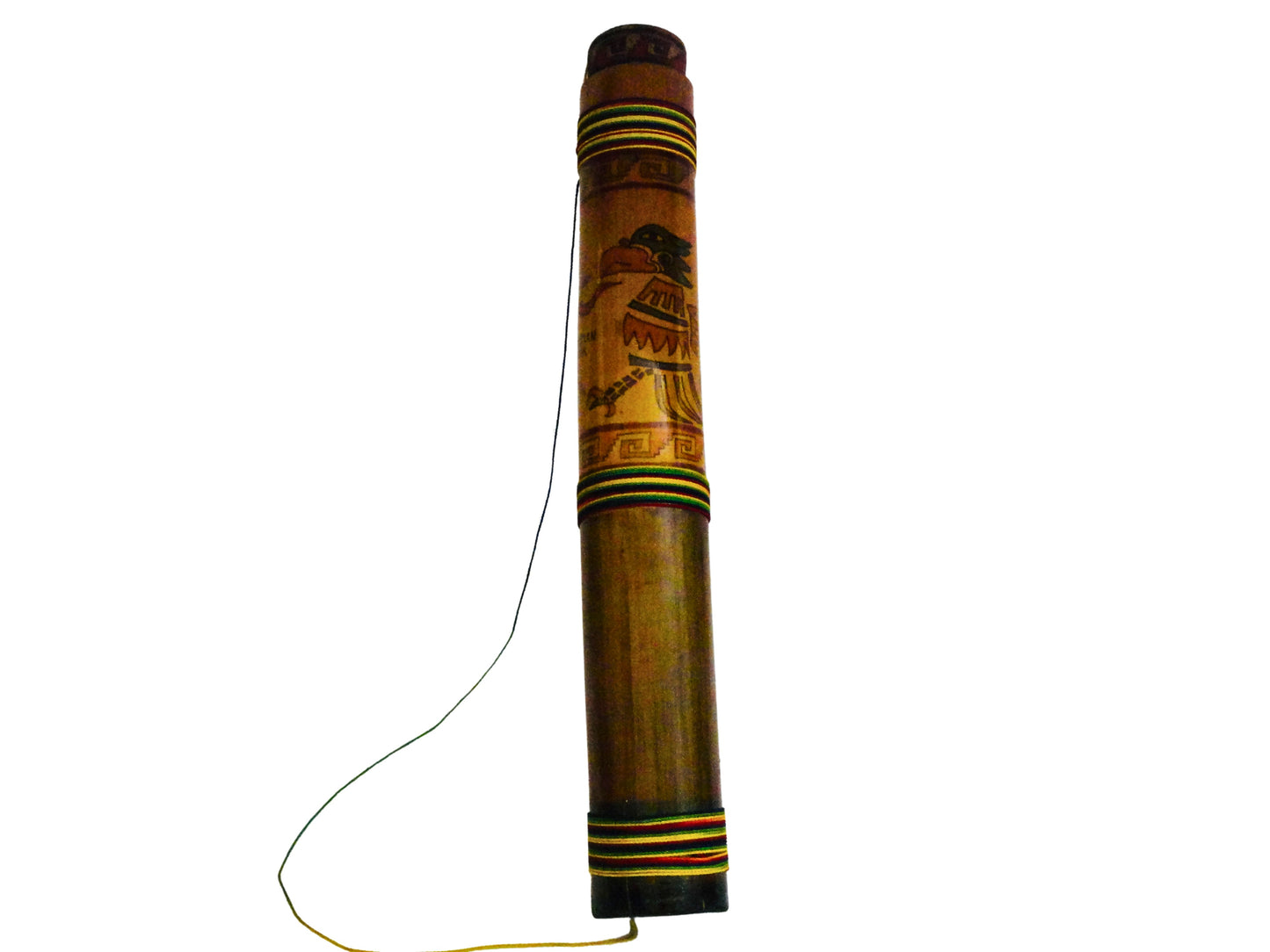 Genérico, Palo de Lluvia Decorativo, Marrón y Amarillo, Bambú, México, 53.5 cm largo x 7.3 cm diámetro.
