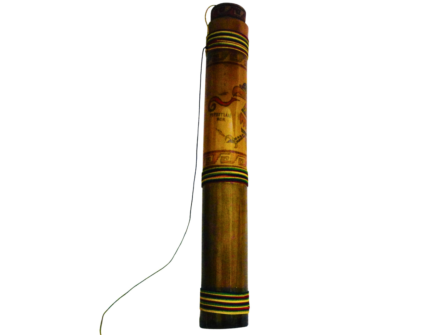 Genérico, Palo de Lluvia Decorativo, Marrón y Amarillo, Bambú, México, 53.5 cm largo x 7.3 cm diámetro.